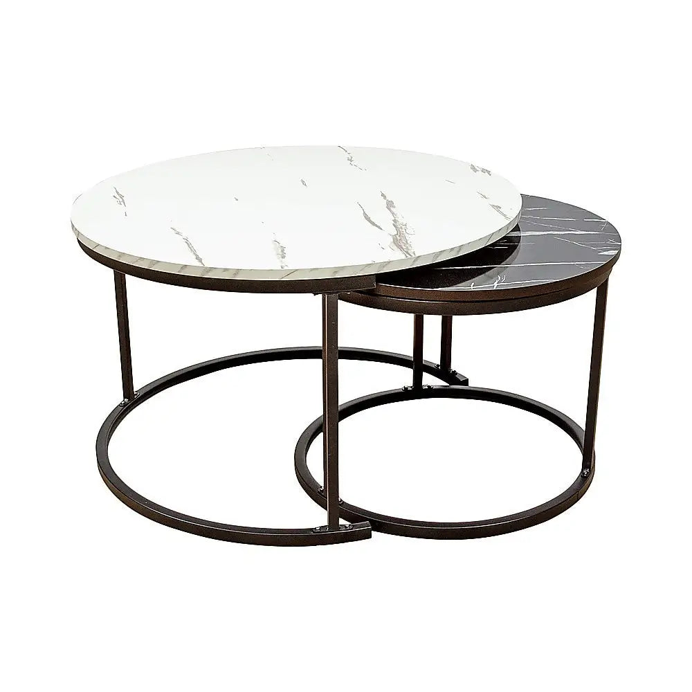 Coffee Table Round Marble Nesting Side Furniture - Furniture > Living Room > Coffee Tables