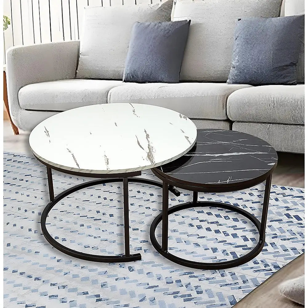Coffee Table Round Marble Nesting Side Furniture - Furniture > Living Room > Coffee Tables