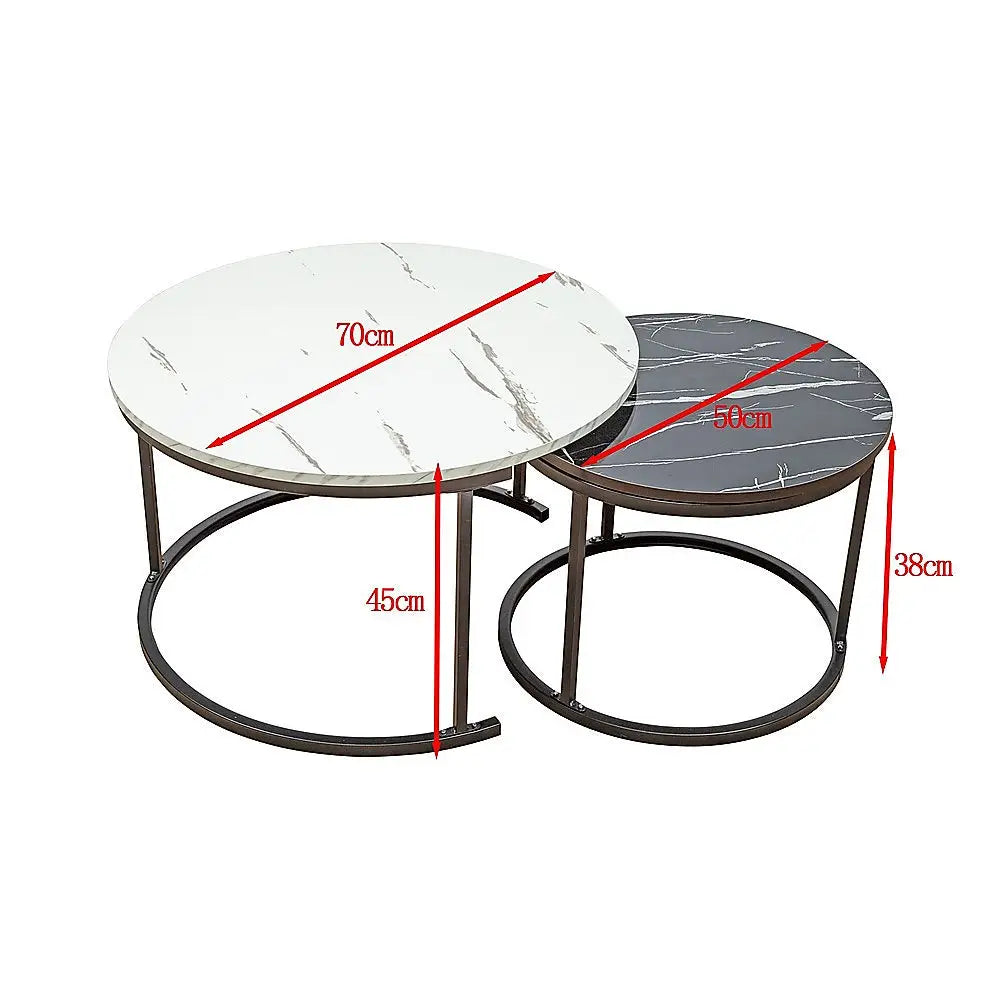 Coffee Table Round Marble Nesting Side Furniture - Furniture > Living Room > Coffee Tables