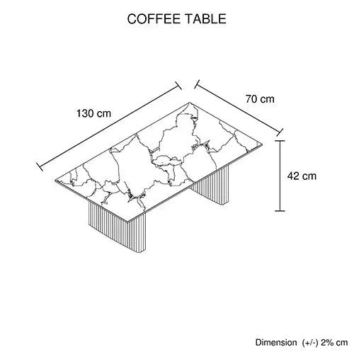 Coffee Table Sintered Stone Top MDF Table Base Glossy White - Furniture > Living Room > Coffee Tables