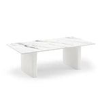 Coffee Table Sintered Stone Top MDF Table Base Glossy White - Furniture > Living Room > Coffee Tables