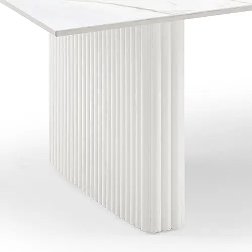Coffee Table Sintered Stone Top MDF Table Base Glossy White - Furniture > Living Room > Coffee Tables