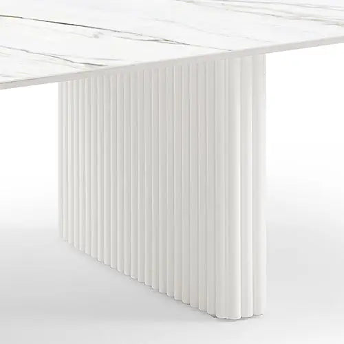 Coffee Table Sintered Stone Top MDF Table Base Glossy White - Furniture > Living Room > Coffee Tables