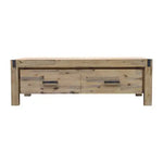 Coffee Table Solid Acacia Wood & Veneer 1 Drawers Storage Oak Colour - Furniture > Bedroom