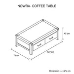 Coffee Table Solid Acacia Wood & Veneer 1 Drawers Storage Oak Colour - Furniture > Bedroom