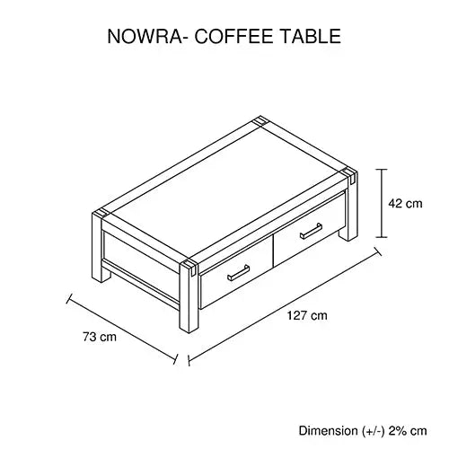 Coffee Table Solid Acacia Wood & Veneer 1 Drawers Storage Oak Colour - Furniture > Bedroom