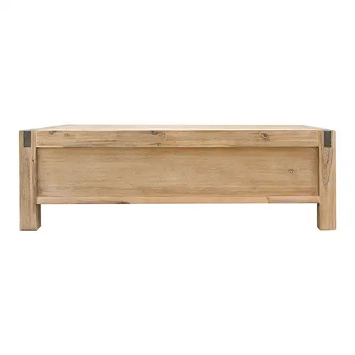 Coffee Table Solid Acacia Wood & Veneer 1 Drawers Storage Oak Colour - Furniture > Bedroom