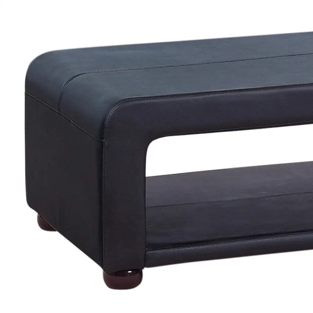 Coffee Table Upholstered PU Leather in Black Colour with open storage - Furniture > Living Room