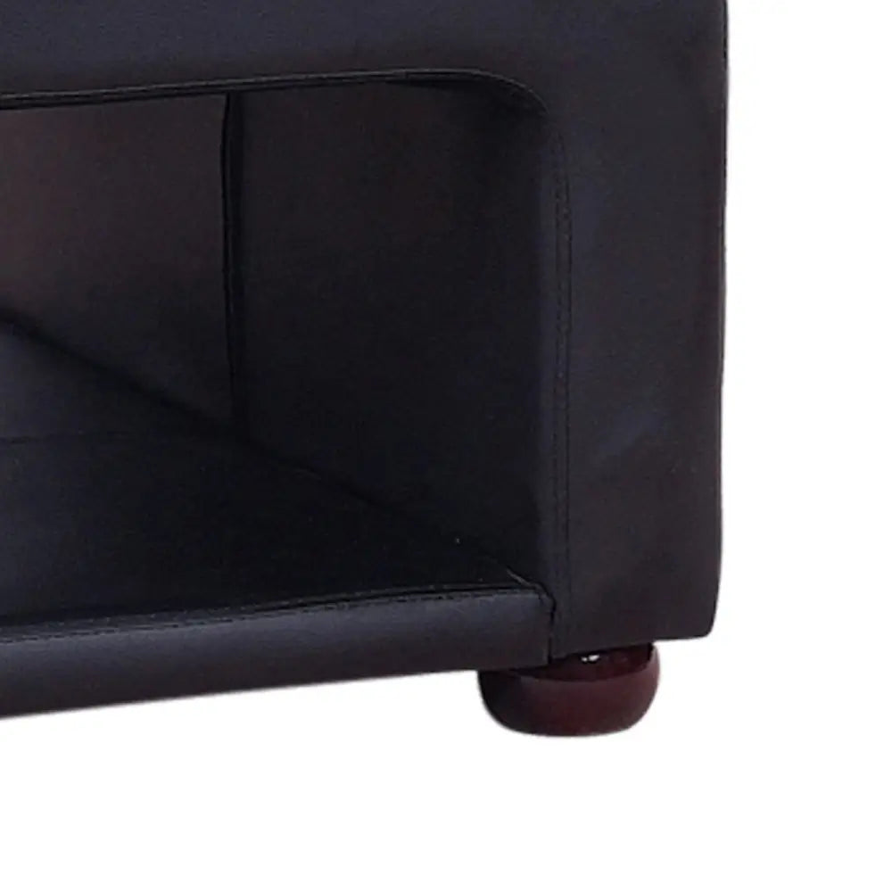 Coffee Table Upholstered PU Leather in Black Colour with open storage - Furniture > Living Room