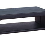 Coffee Table Upholstered PU Leather in Black Colour with open storage - Furniture > Living Room