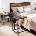 Coffee Table with Steel Frame and Castors Rustic Brown and Black - Furniture > Living Room