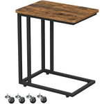 Coffee Table with Steel Frame and Castors Rustic Brown and Black - Furniture > Living Room