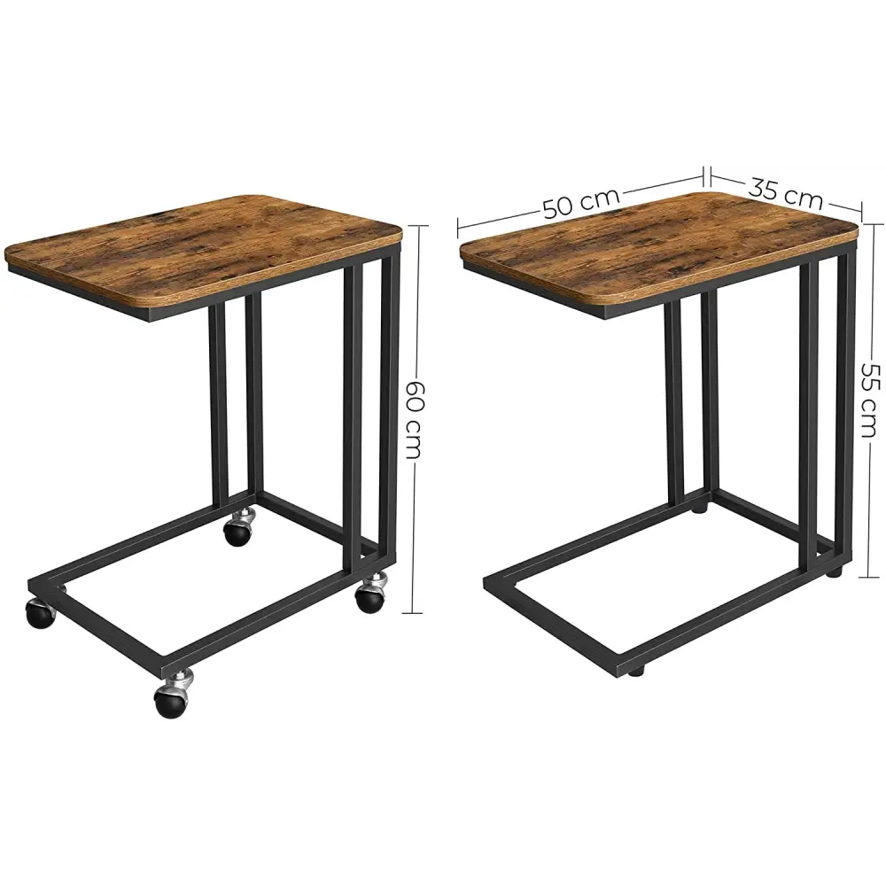 Coffee Table with Steel Frame and Castors Rustic Brown and Black - Furniture > Living Room