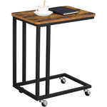 Coffee Table with Steel Frame and Castors Rustic Brown and Black - Furniture > Living Room
