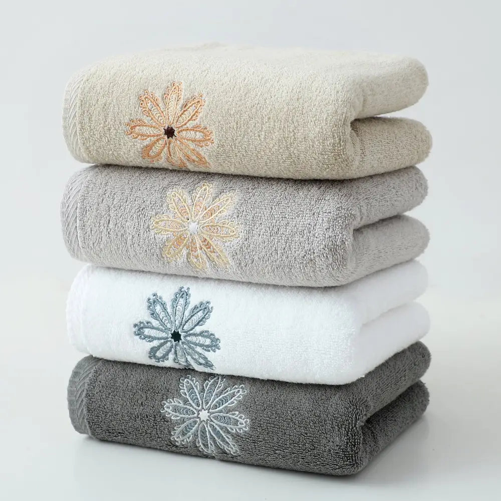 Color Mixing 4-Pack Elegant Floral Embroidered Cotton Hand Towels - Ultra Soft & Absorbent - Home & Garden > Bathroom