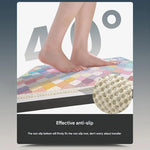 Colorful Diamond Pattern PVC Non-Slip Bath Mat 45x75cm - Shower Drain Hole Design Soft & Quick-Dry Bathroom Rug - Home