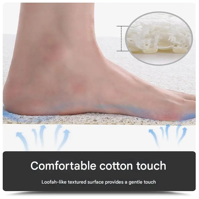 Colorful Wavy Lines Pattern PVC Non-Slip Bath Mat 45x75cm - Shower Drain Hole Design Soft & Quick-Dry Bathroom Rug