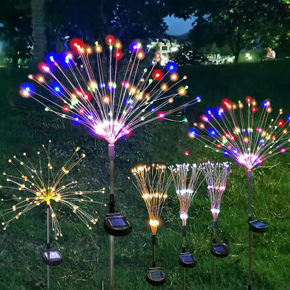 Colourful Fireworks 120 LED Fairy String Lights Starburst Solar Xmas Garden Night Lamp Hot NEW - Home & Garden > Garden