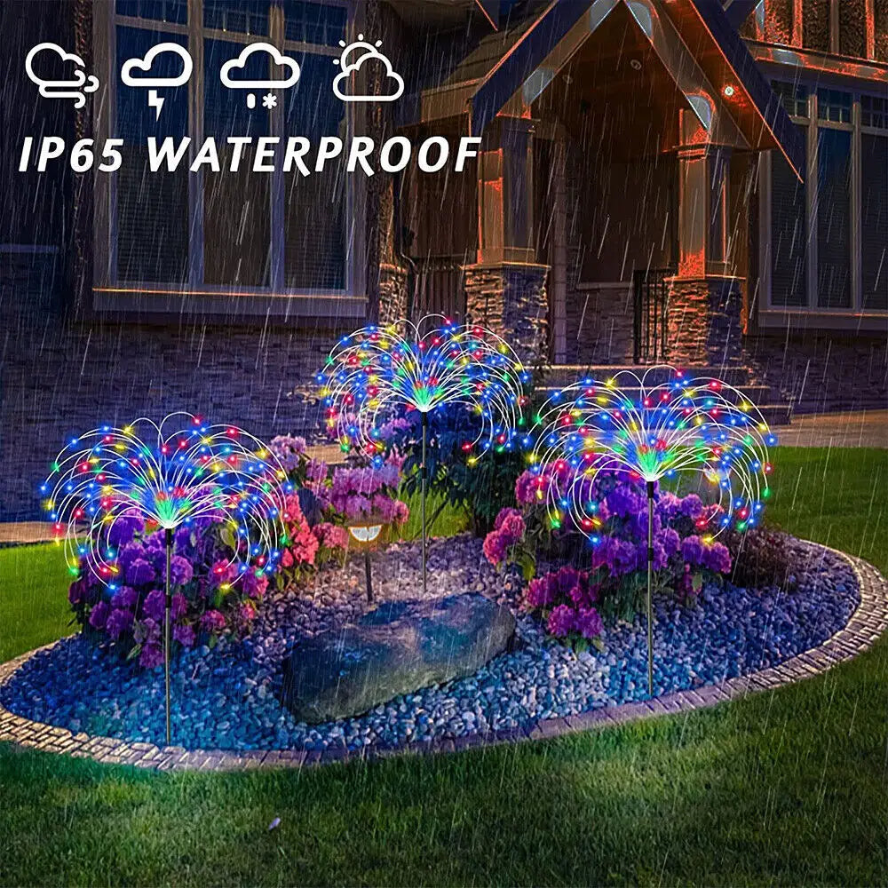 Colourful Fireworks 120 LED Fairy String Lights Starburst Solar Xmas Garden Night Lamp Hot NEW - Home & Garden > Garden
