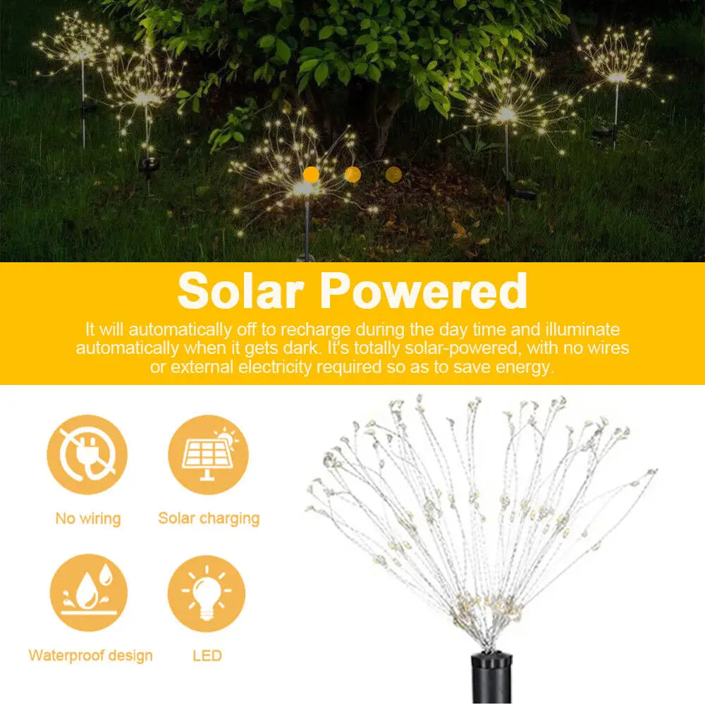 Colourful Fireworks 150 LED Fairy String Lights Starburst Solar Xmas Garden Night Lamp Hot NEW - Home & Garden > Garden