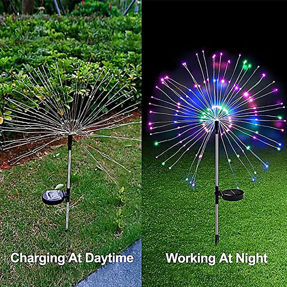 Colourful Fireworks 180 LED Fairy String Lights Starburst Solar Xmas Garden Night Lamp Hot NEW - Home & Garden > Garden