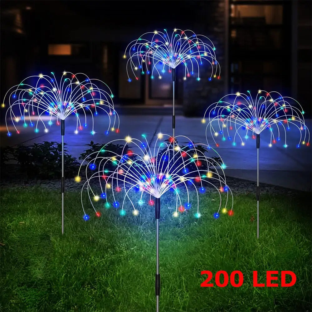 Colourful Fireworks200 LEDS Fairy String Lights Starburst Solar Xmas Garden Night Lamp Hot NEW - Home & Garden > Garden