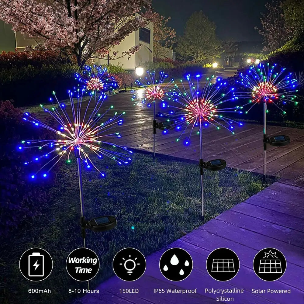 Colourful Fireworks200 LEDS Fairy String Lights Starburst Solar Xmas Garden Night Lamp Hot NEW - Home & Garden > Garden