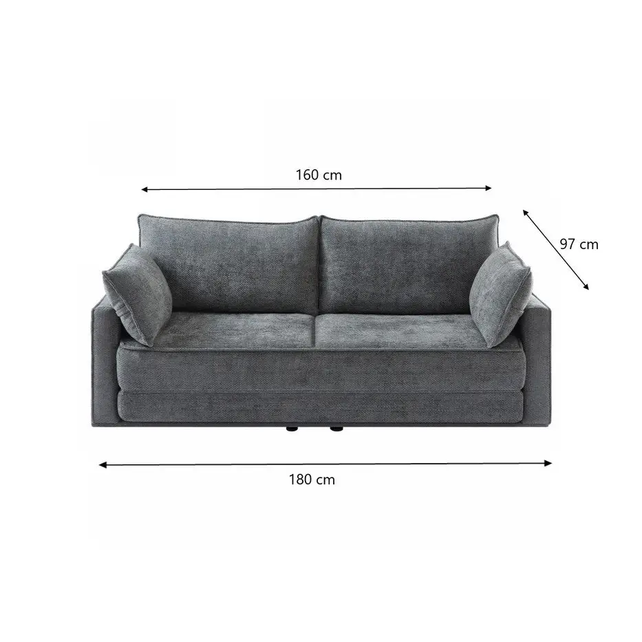 COMFY 3 Seater Sofa bed Queen Grey - Furniture > Sofas > Sofas & Sofa Beds