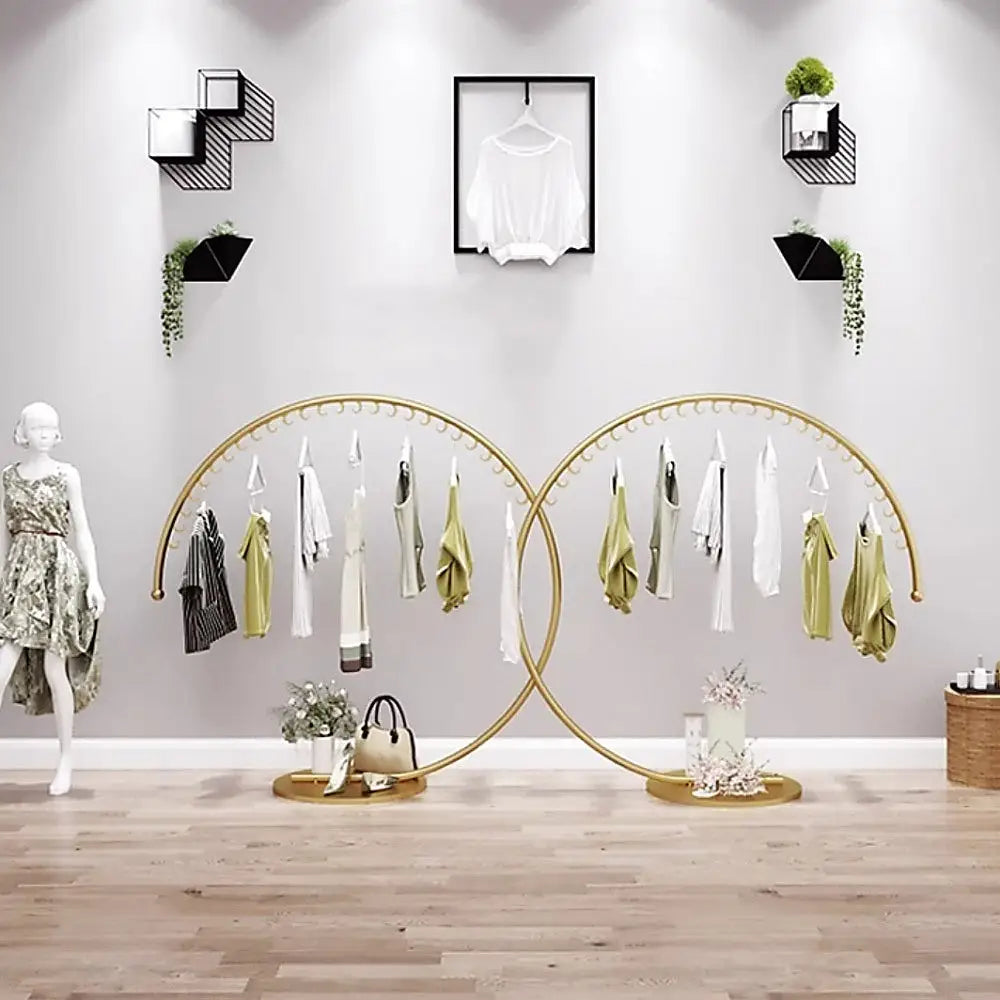 Commercial Clothing Floor-Standing Hanger High Capacity Curved Clothes Bar Storage Rack 160cm - Furniture > Office