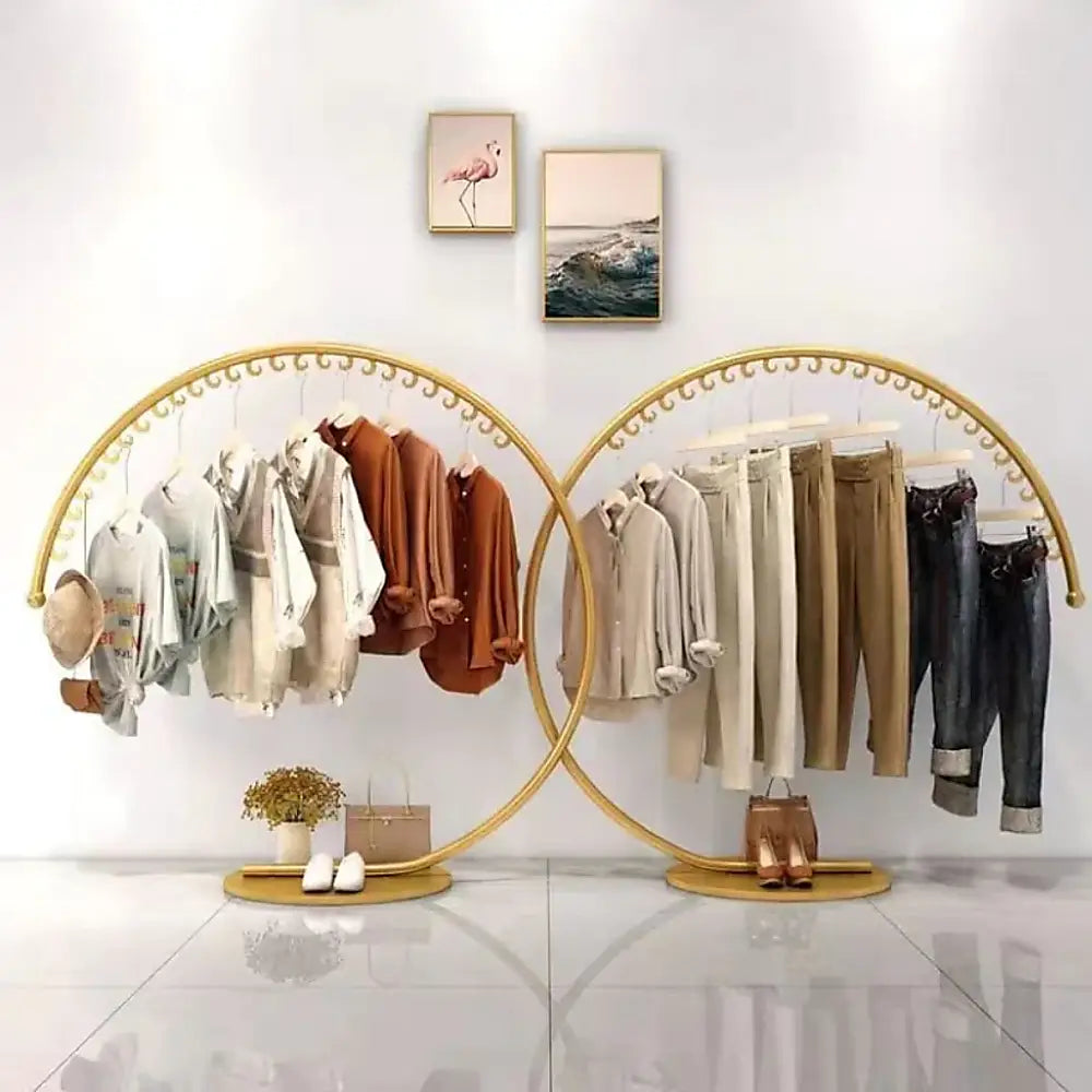 Commercial Clothing Floor-Standing Hanger High Capacity Curved Clothes Bar Storage Rack 160cm - Furniture > Office
