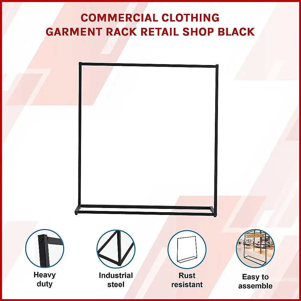 Commercial Clothing Garment Rack Retail Shop Black - Furniture > Office