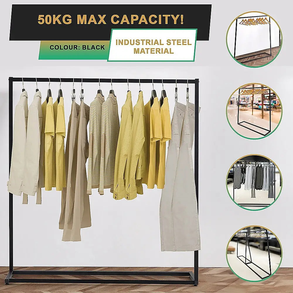 Commercial Clothing Garment Rack Retail Shop Black - Furniture > Office