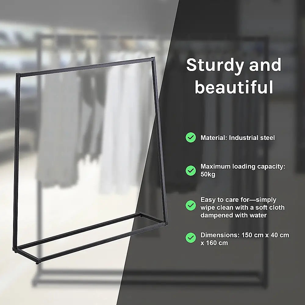 Commercial Clothing Garment Rack Retail Shop Black - Furniture > Office