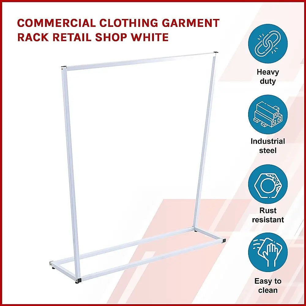 Commercial Clothing Garment Rack Retail Shop White - Furniture > Office