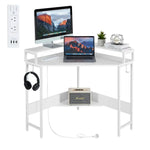 Compact L-Shaped Corner Desk with Built-In Power Board White - Home & Garden > Home Office Accessories