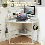 Compact L-Shaped Corner Desk with Built-In Power Board White - Home & Garden > Home Office Accessories