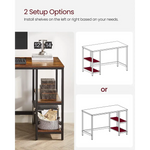Computer Desk 2 Shelves Rustic Brown Black - Furniture > Living Room