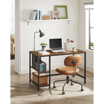 Computer Desk 2 Shelves Rustic Brown Black - Furniture > Living Room