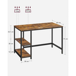 Computer Desk 2 Shelves Rustic Brown Black - Furniture > Living Room