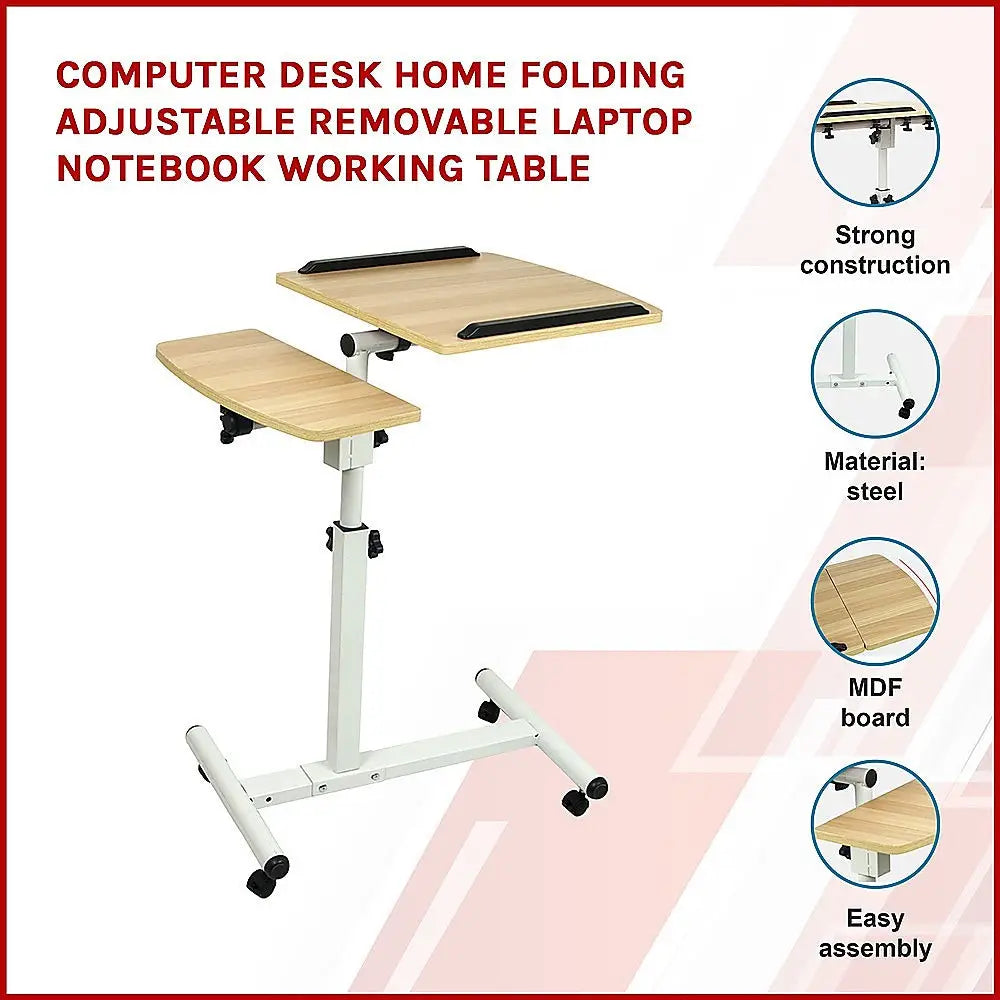 Computer Desk Home Folding Adjustable Removable Laptop Notebook Working Table - Furniture > Office