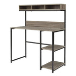 Computer Desk with Hutch in Greyish Brown - Furniture > Office