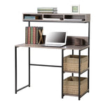 Computer Desk with Hutch in Greyish Brown - Furniture > Office