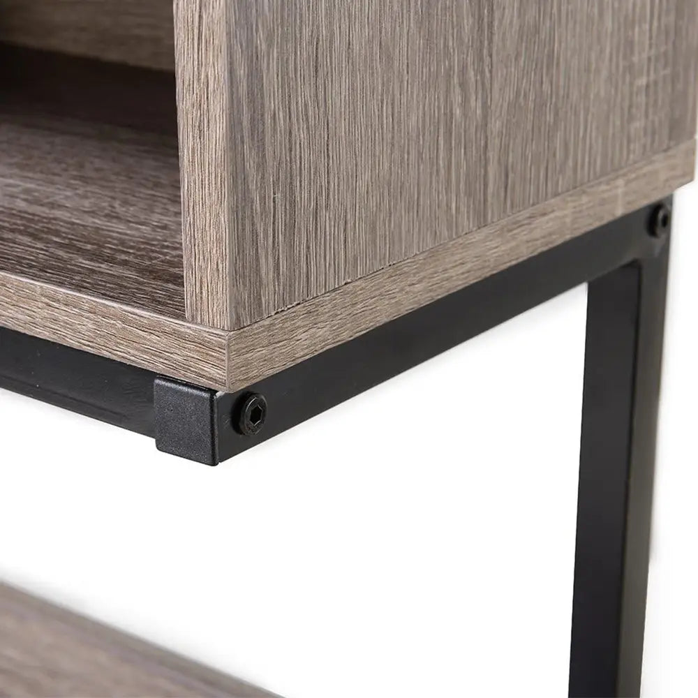 Computer Desk with Hutch in Greyish Brown - Furniture > Office