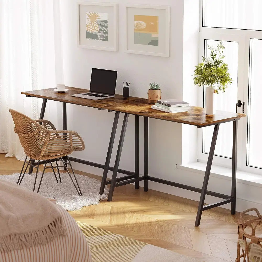 Computer Desk Writing Steel Rustic Work Table - Furniture > Living Room
