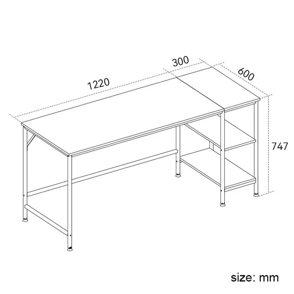 Computer Table Desk Book Storage Student Study Home Office Workstation Vintage Oak Finish - Furniture > Office