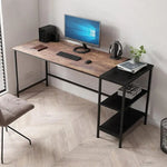 Computer Table Desk Book Storage Student Study Home Office Workstation Vintage Oak Finish - Furniture > Office
