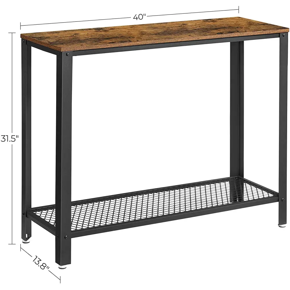 Console Table Metal Frame Rustic Brown - Furniture > Living Room