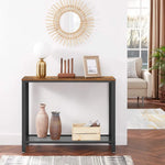 Console Table Metal Frame Rustic Brown - Furniture > Living Room