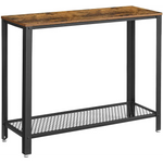 Console Table Metal Frame Rustic Brown - Furniture > Living Room