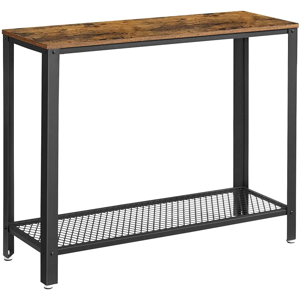 Console Table Metal Frame Rustic Brown - Furniture > Living Room